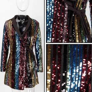 Colorful Striped Sequin Party Dress